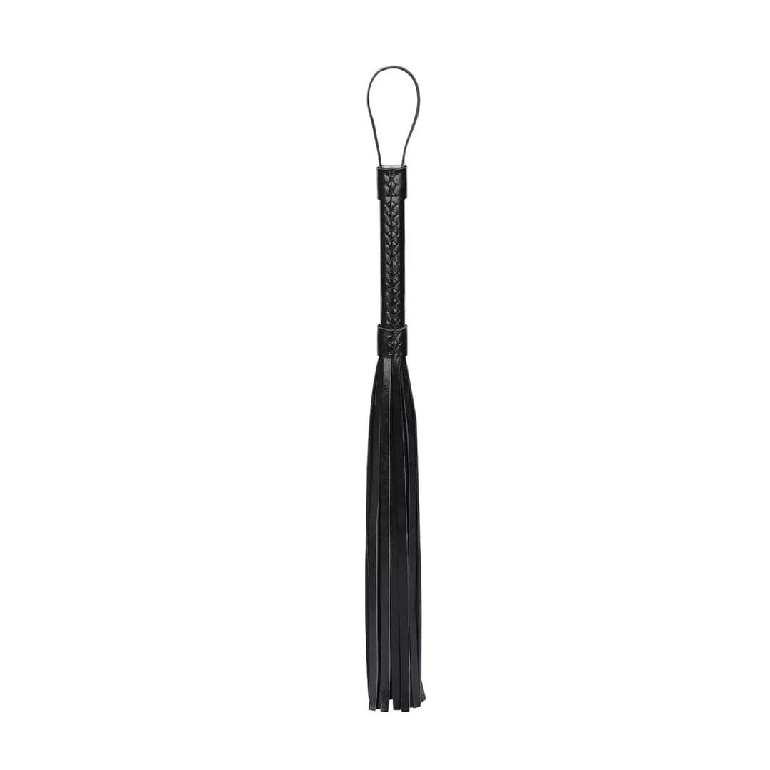 Fouet BDSM cuir noir tressé
